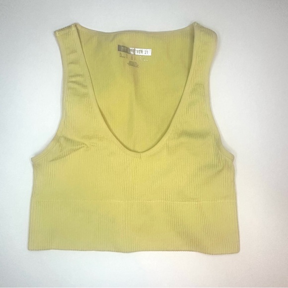 Forever 21 Light Yellow Ribbed Crop Tank Top Size Small - Picture 13 of 13